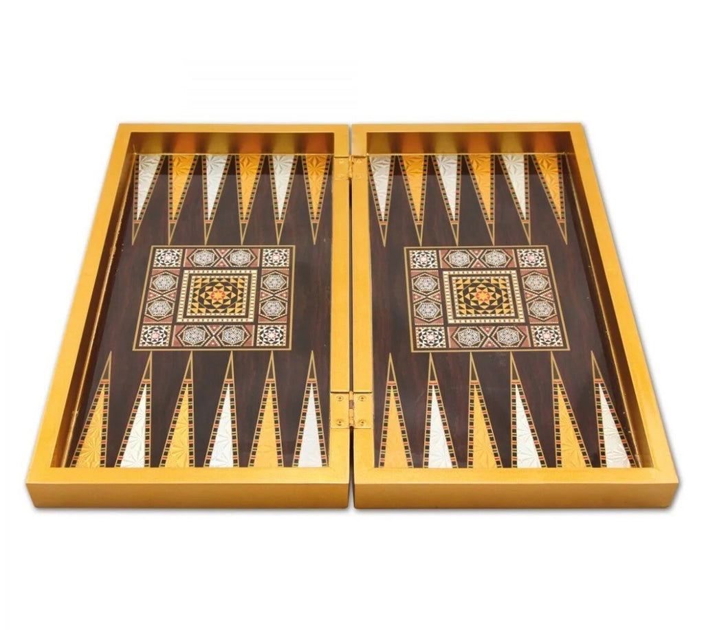 Holz Backgammon TAVLA Spiel  Dame Stein Spielstein Würfel Masif Gold Sedef NEU2