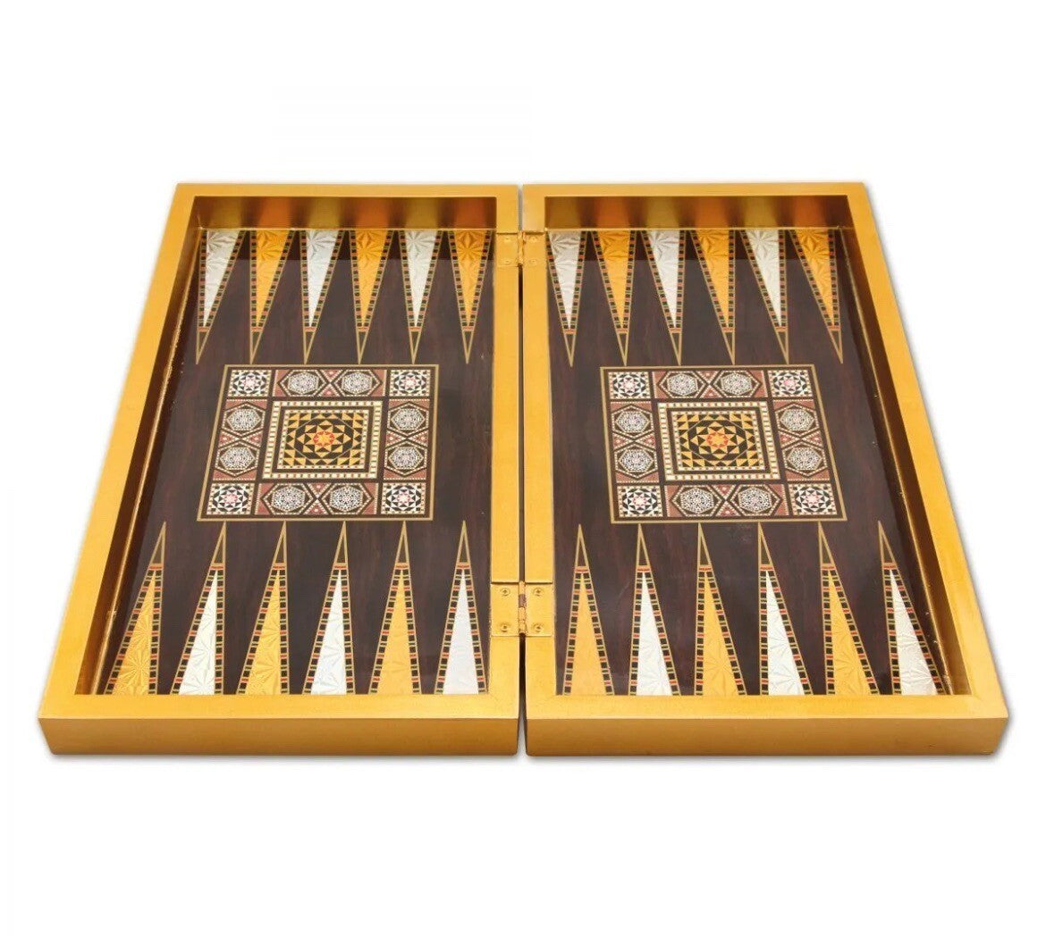 Holz Backgammon TAVLA Spiel  Dame Stein Spielstein Würfel Masif Gold Sedef NEU2