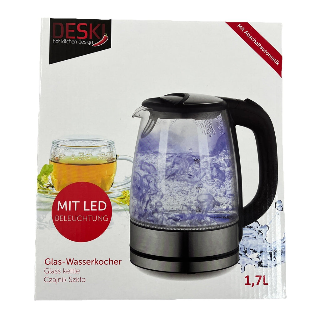 DESKI Glaswasserkocher, 1,7 l, mit LED-Beleuchtung0