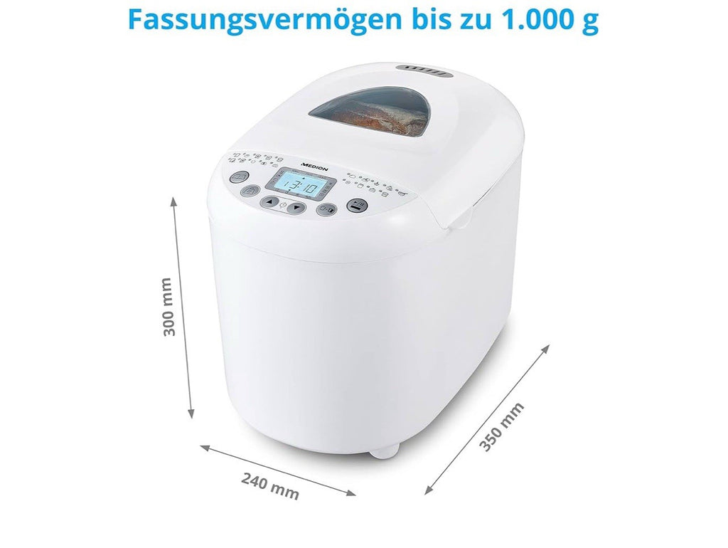 MEDION Brotbackautomat MD 18986 650W 1000g 15 Std Timer 12 Programme L202