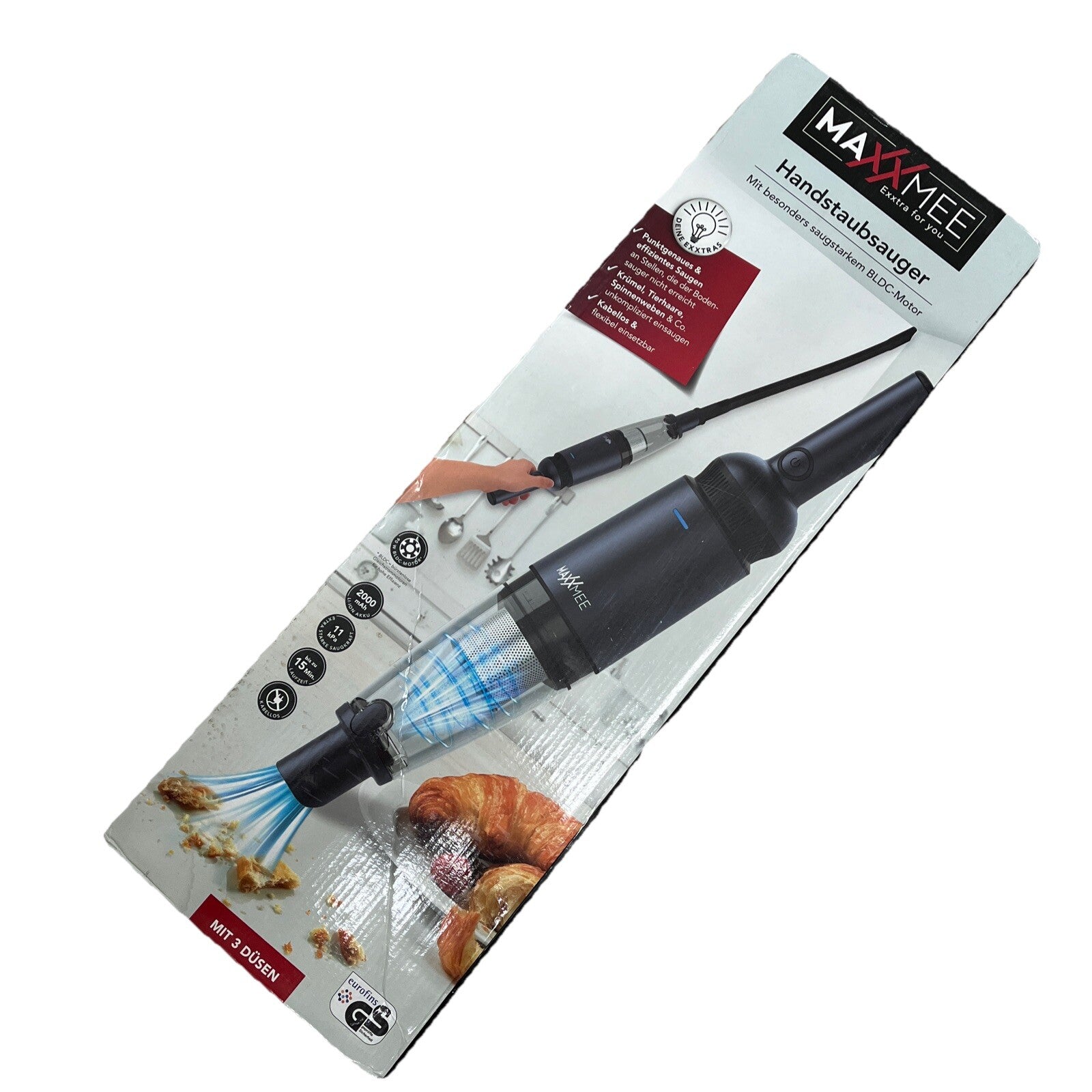MAXXMEE Akku Handstaubsauger Anthrazit Starke Saugkraft HEPA-Filter0
