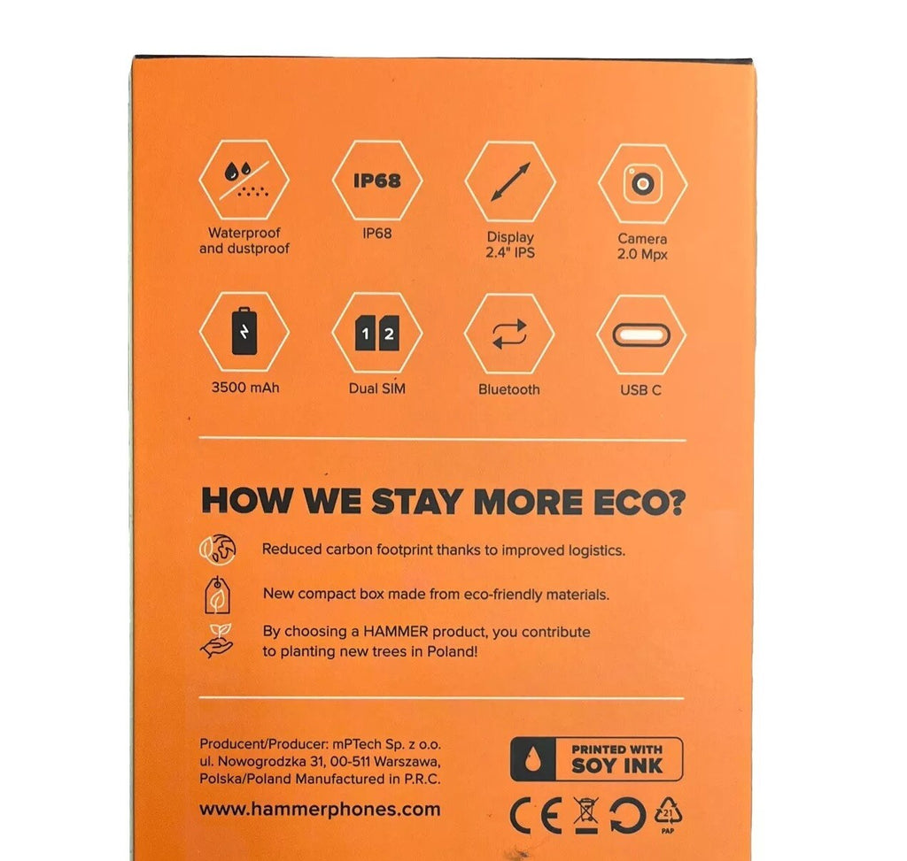 HAMMER Baustellen Handy Boost LTE, 2,4" Display, 3500 mAh, 256 MB Schwarz-Orange2