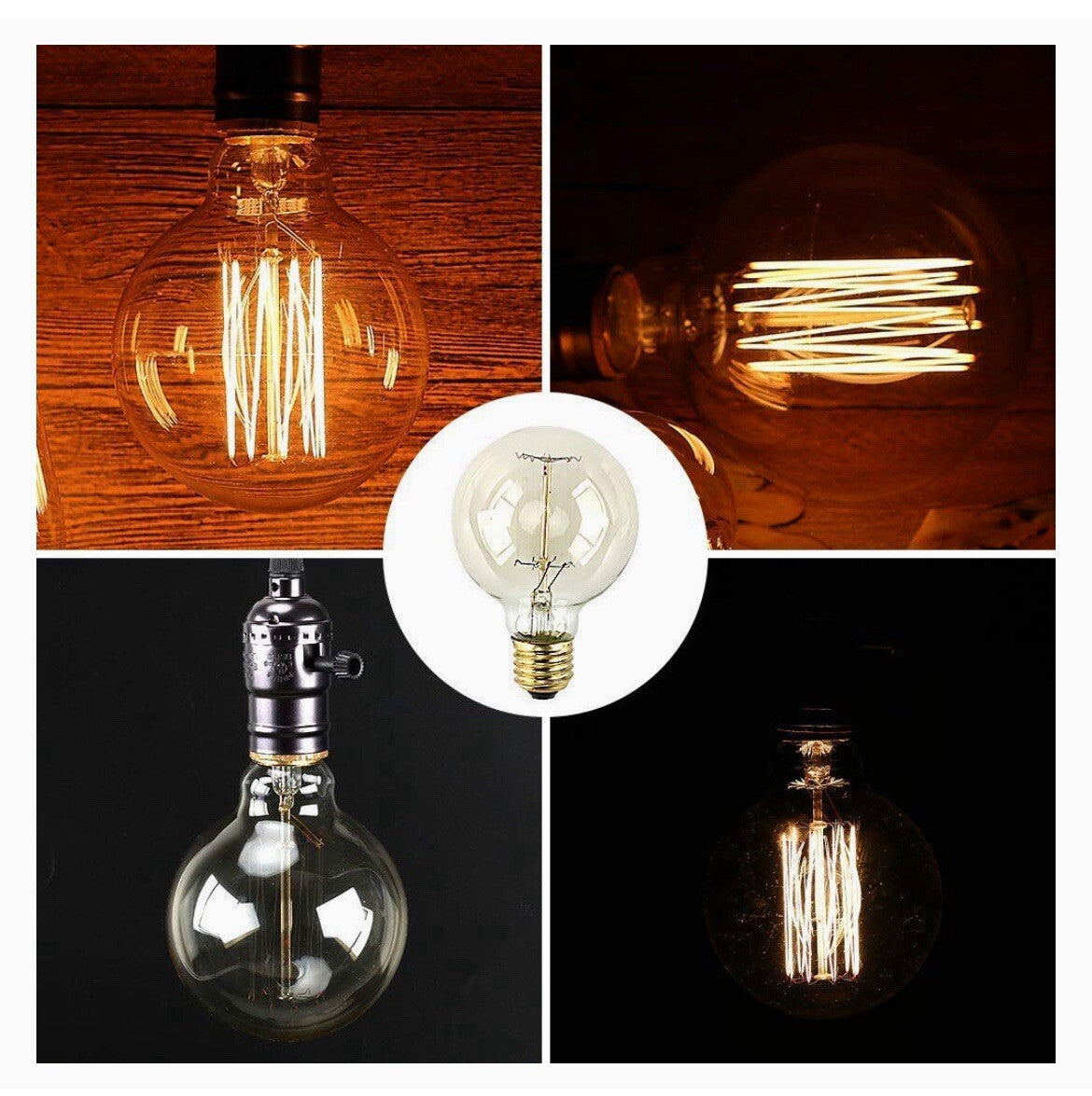 4x 40W Antique Vintage Gold G80 Dimmable Globe Light Bulb Edison Screw E274