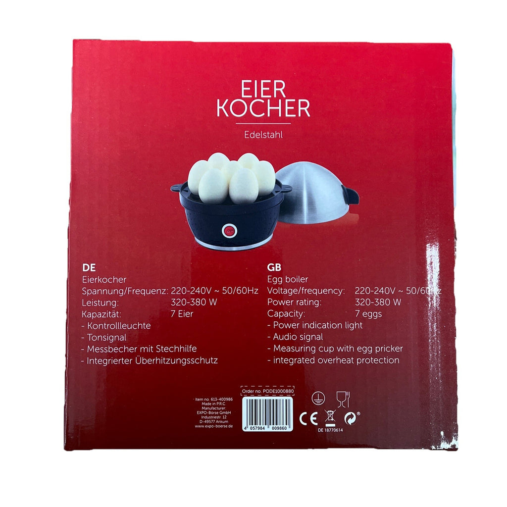 DESKI Eierkocher für 2 bis 7 Eier Edelstahl 380 Watt schwarz Kocher Frühstücksei1