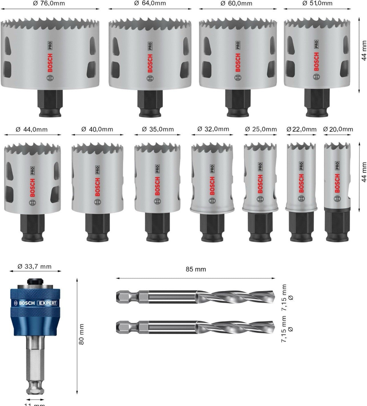 Bosch Zubehör Pro Multi Material Power Change Plus Lochsägen-Set, 20 - 76 mm,...2