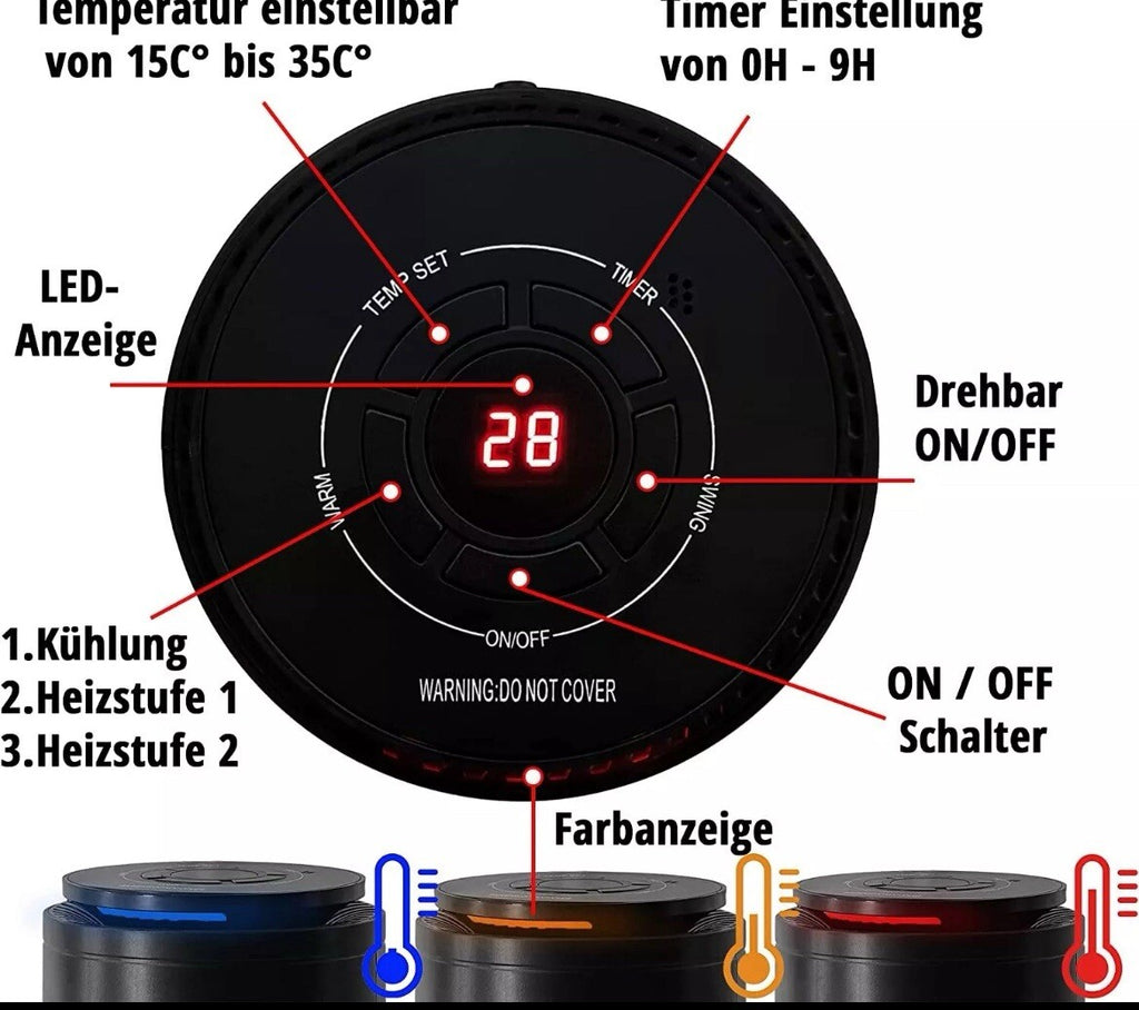 Tischheizung Heizlüfter Keramikheizlüfter Heizung Heizgerät Heizlüfter 1200W 1