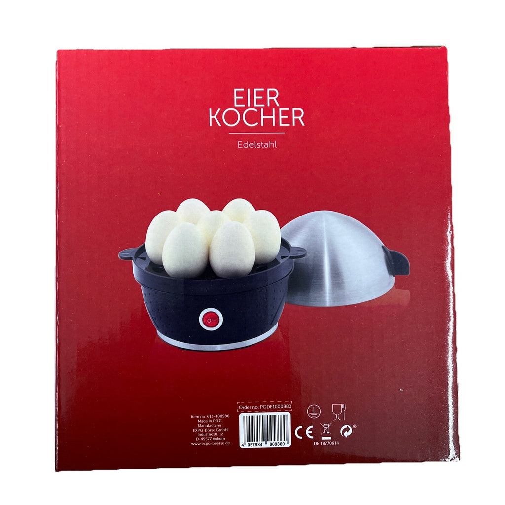 DESKI Eierkocher für 2 bis 7 Eier Edelstahl 380 Watt schwarz Kocher Frühstücksei2
