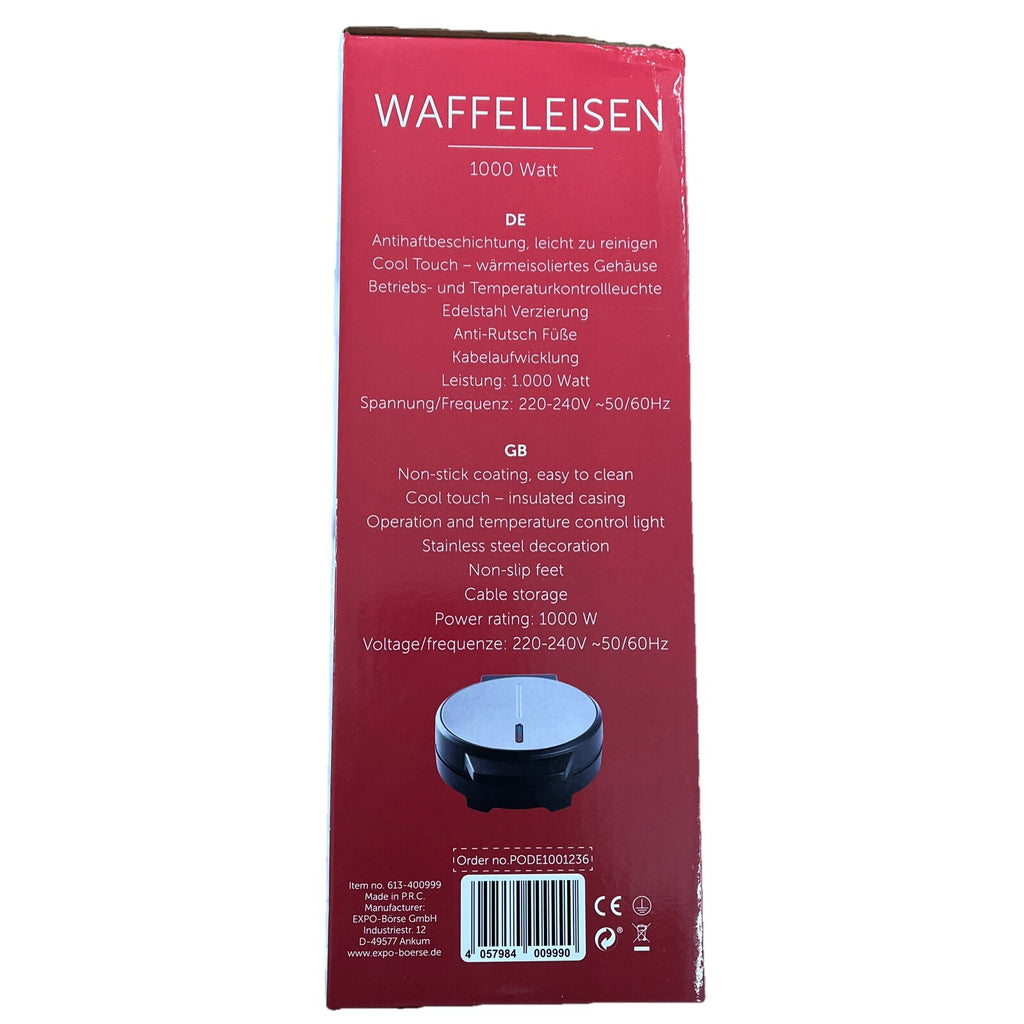DESKI Waffeleisen 1000Watt Waffelmaker Herzform Waffeln Waffelautomat Cool Touch2