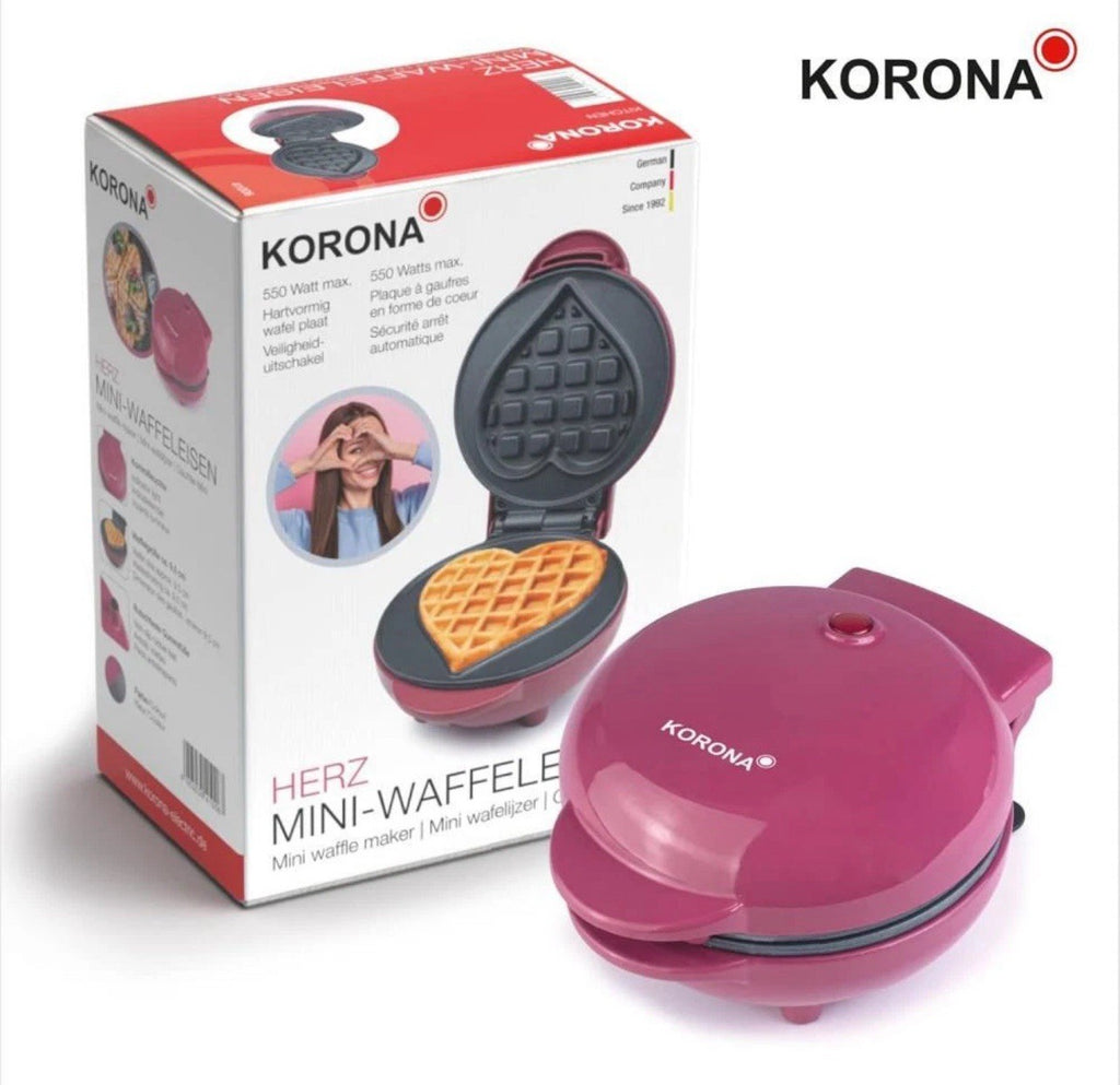 KORONA Mini-Herzwaffeleisen Herzform 550W Waffeleisen 41005 Retro-Design NEU0