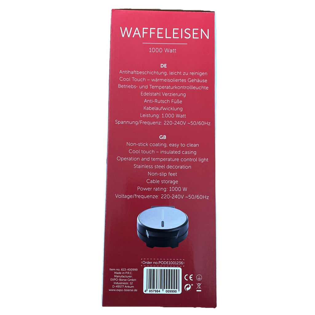 DESKI Waffeleisen 1000Watt Waffelmaker Herzform Waffeln Waffelautomat Cool Touch1