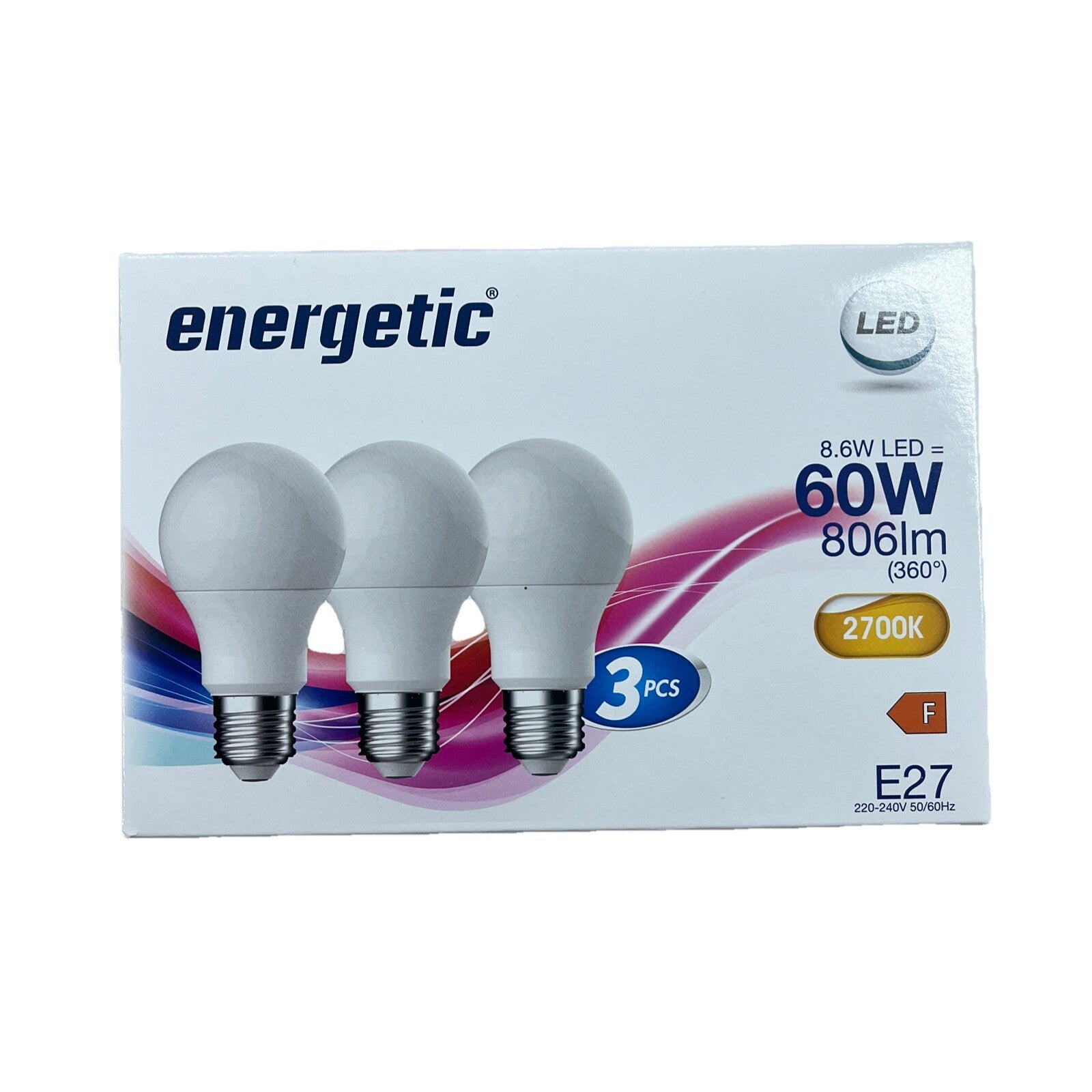 Energetic 3er Pack LED Leuchtmittel E27 8,6Watt (806lm) 2700K warmweiß0