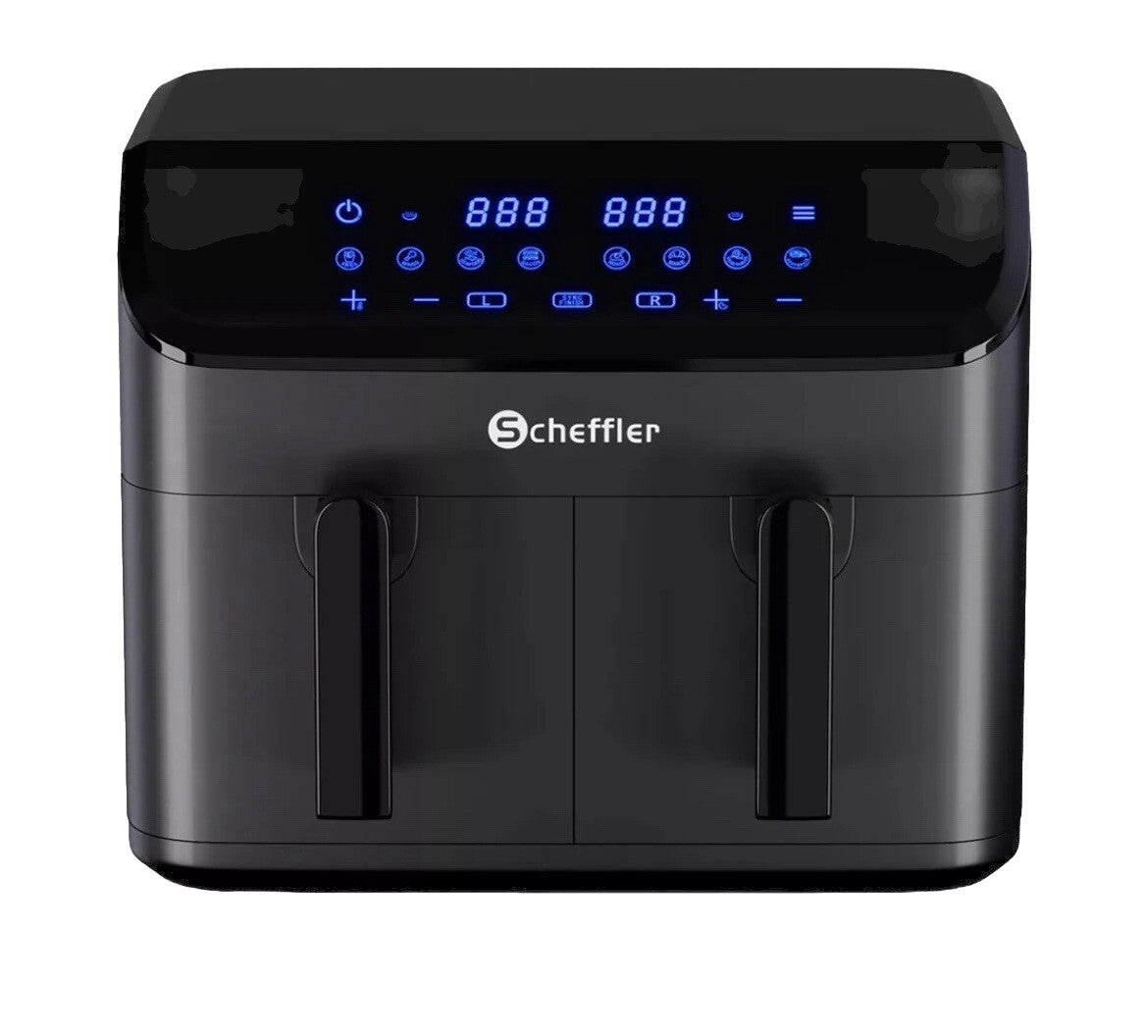 Scheffler Heißluftfritteuse 2 kammern 9L Airfryer 8 Programme1