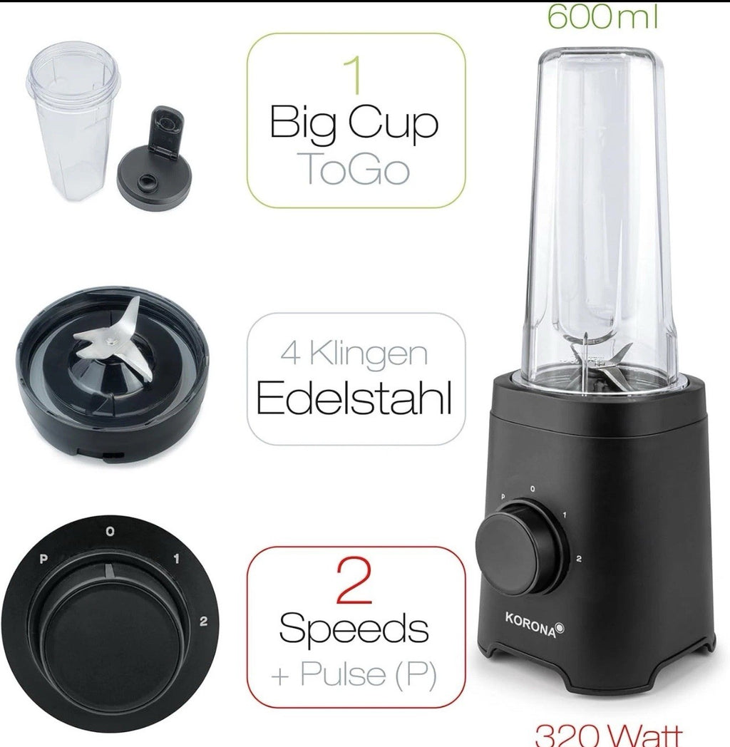 KORONA Smoothie Maker 24500 2 Leistungsstufen 600ml Becher ToGo 320W NEU2