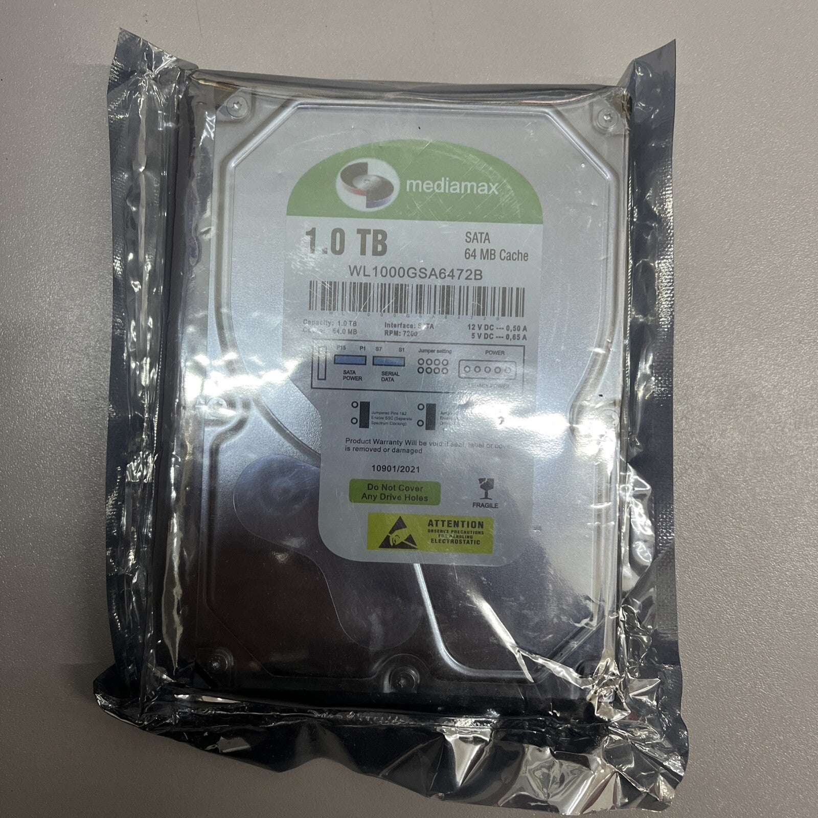 1TB Mediamax WL1000GSA6472B SATA2 7200rpm 64MB Festplatte 3,5"1