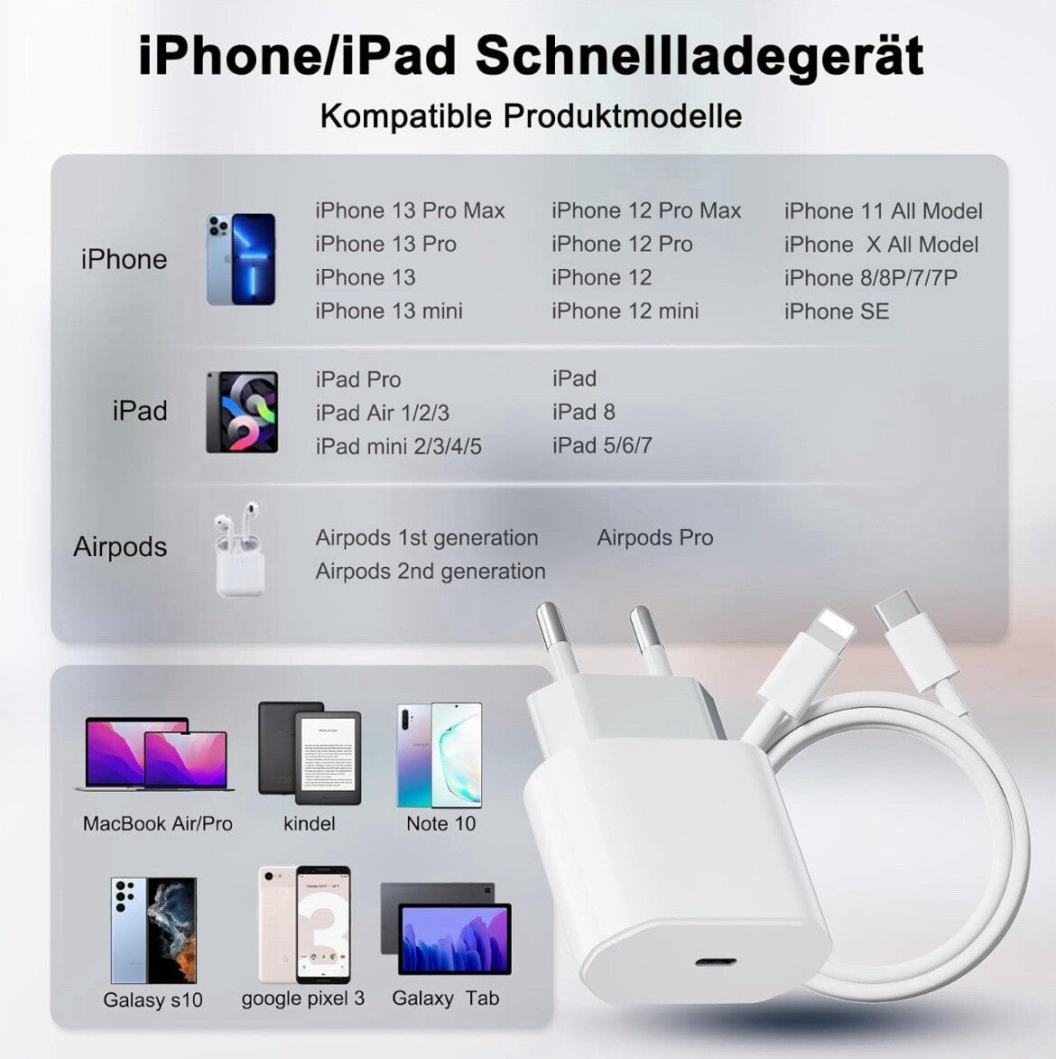 20W Ladekabel Schnell Ladegerät USB C für iPhone 11 12 13 14 Pro Max Adapter NEU1