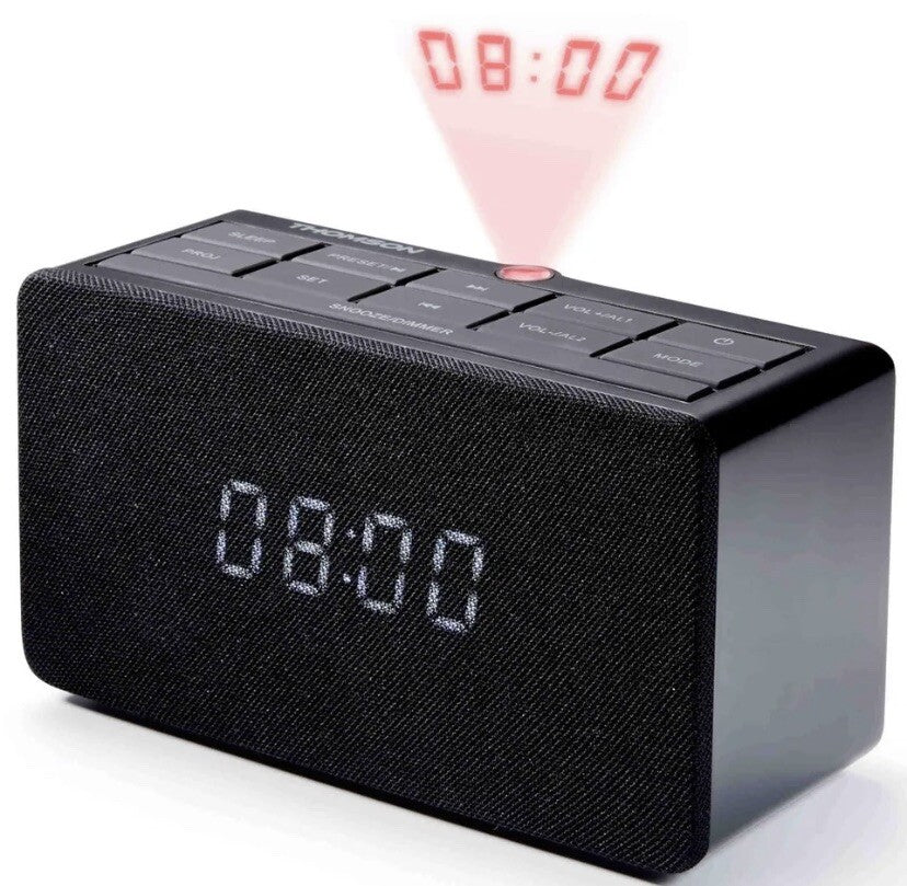 Thomson Radiowecker CL300P schwarz Projektor Beleuchtung USB FM Radio TH3587110