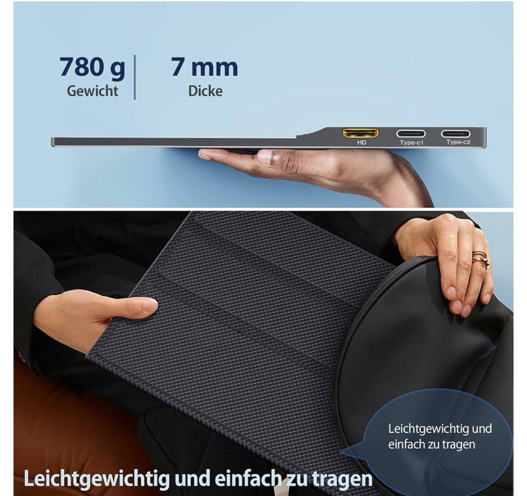 Portable Monitor 15,6 Zoll Tragbarer IPS Bildschirm FHD 1920x1080 HDMI2