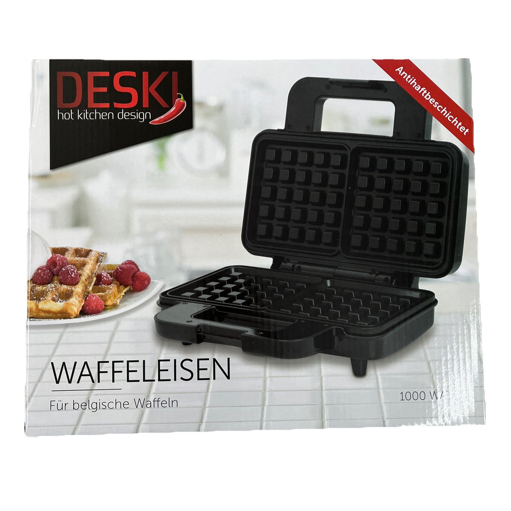 DESKI Waffeleisen 1000Watt Waffelmaker Belgisch Waffeln Waffelautomat Antihaft0