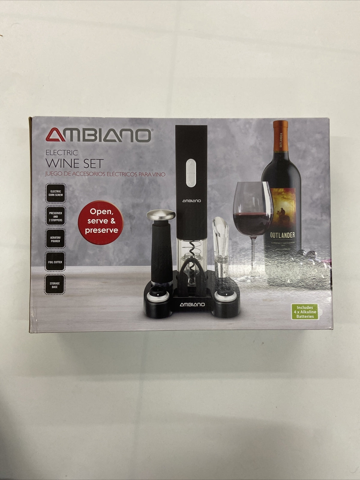 Ambiano Elektrischer Korkenzieher zum öffnen von Wein im Geschenkset0