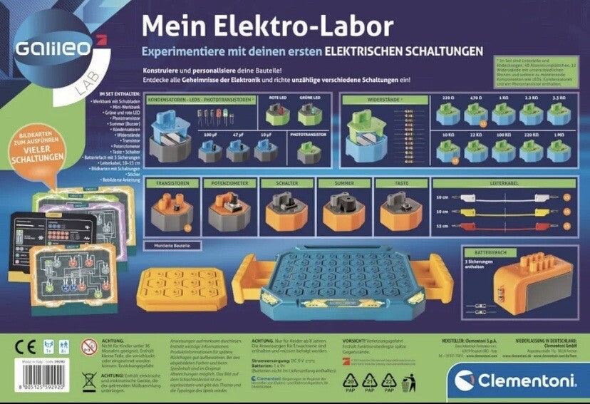 Clementoni Galileo 59292 Mein Elektro-Labor Experimentierkasten  Stromkreis Neu1