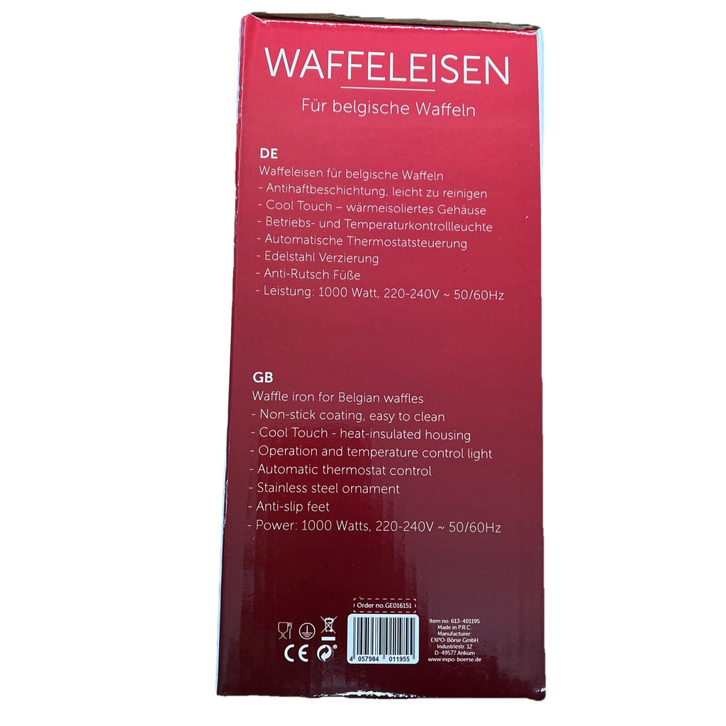 DESKI Waffeleisen 1000Watt Waffelmaker Belgisch Waffeln Waffelautomat Antihaft2