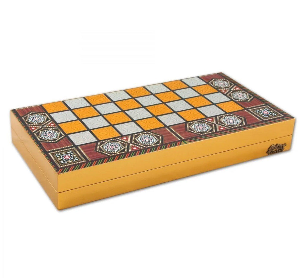 Holz Backgammon TAVLA Spiel  Dame Stein Spielstein Würfel Masif Gold Sedef NEU1