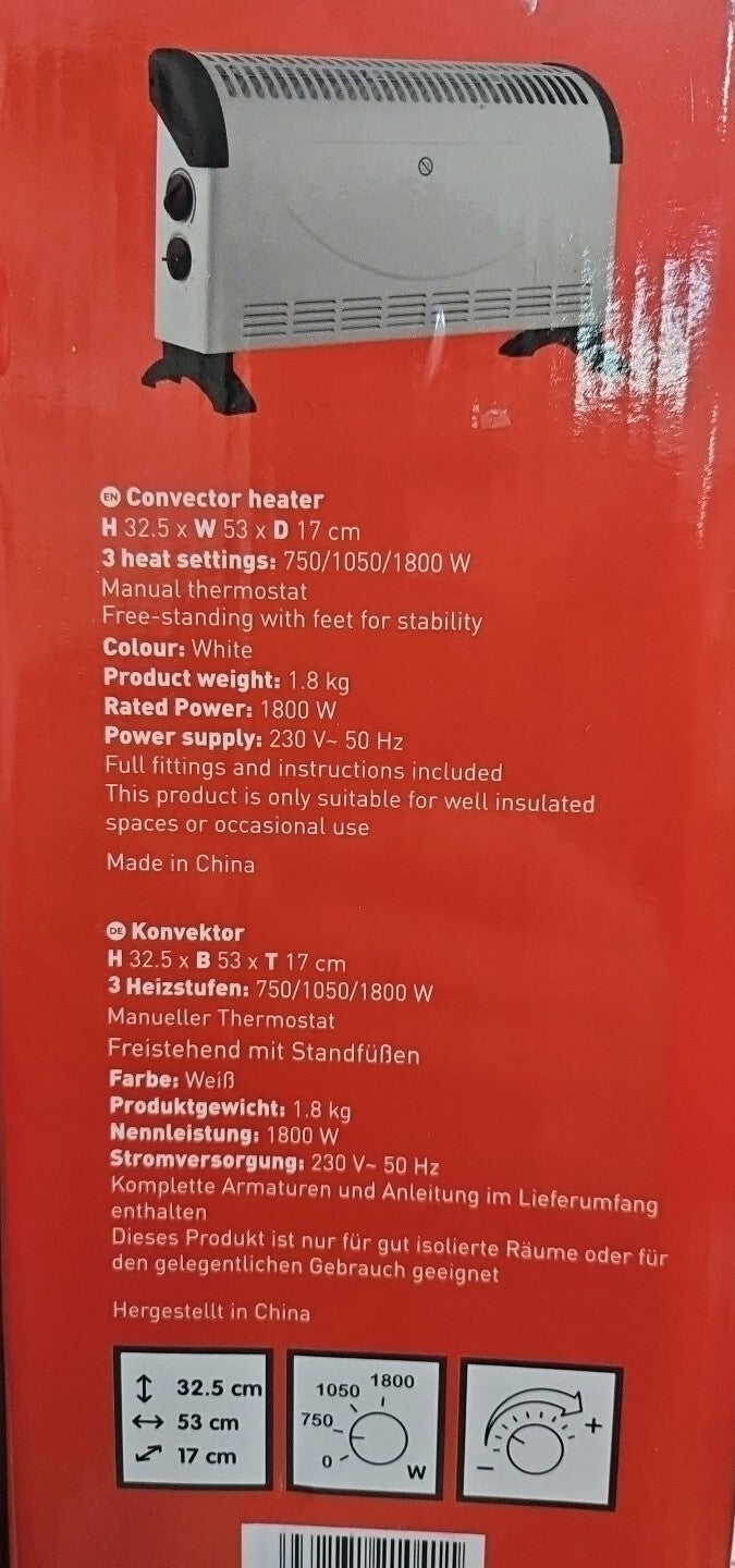  Heizung Elektroheizer Radiator Heizkörper Konvektor 1800W NEU4