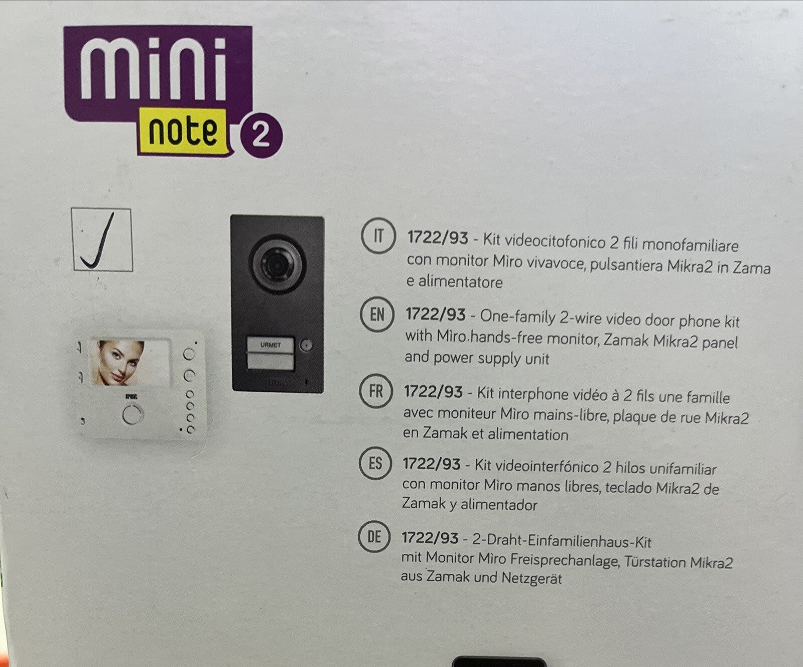 URMET MINI NOTE2 2-WIRE SINGLE-FAMILY VIDEO ENTRY KIT 1722/931